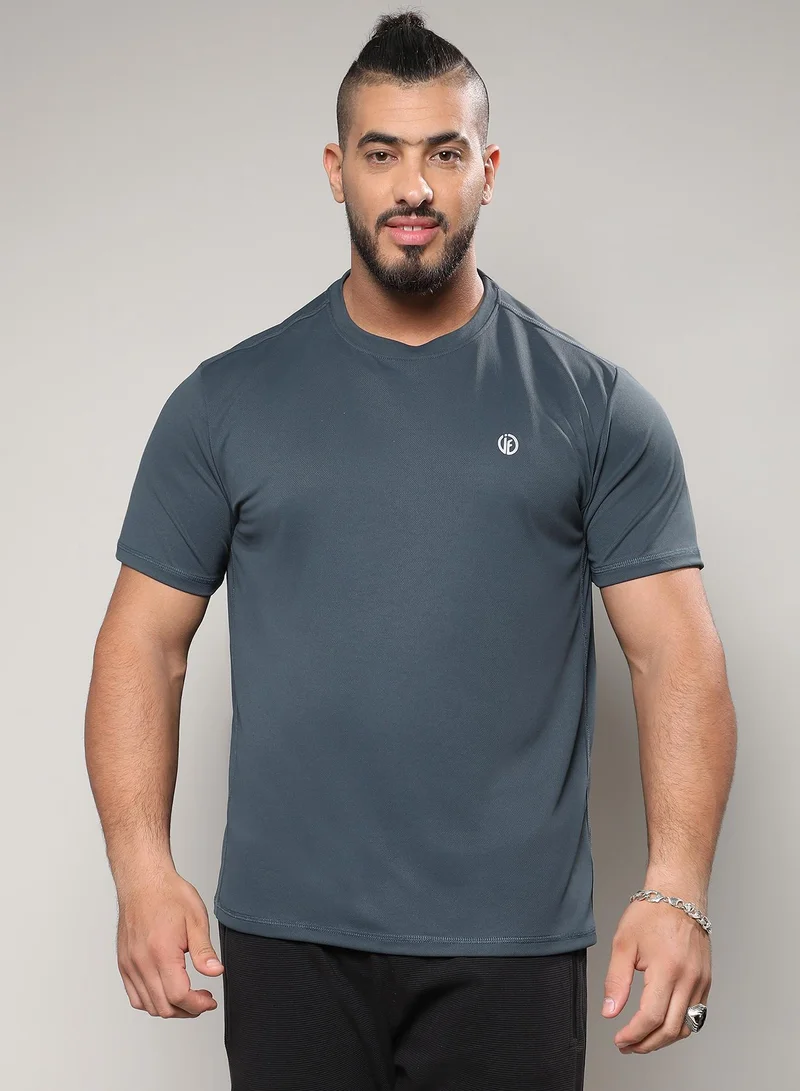 انستافاب بلس Men's Dark Grey Basic Activewear T-Shirt For Casual Wear | Crew Neck | Short Sleeve | Pull On Closure | Jersey T-Shirt Crafted With Comfort Fit For Everyday Wear